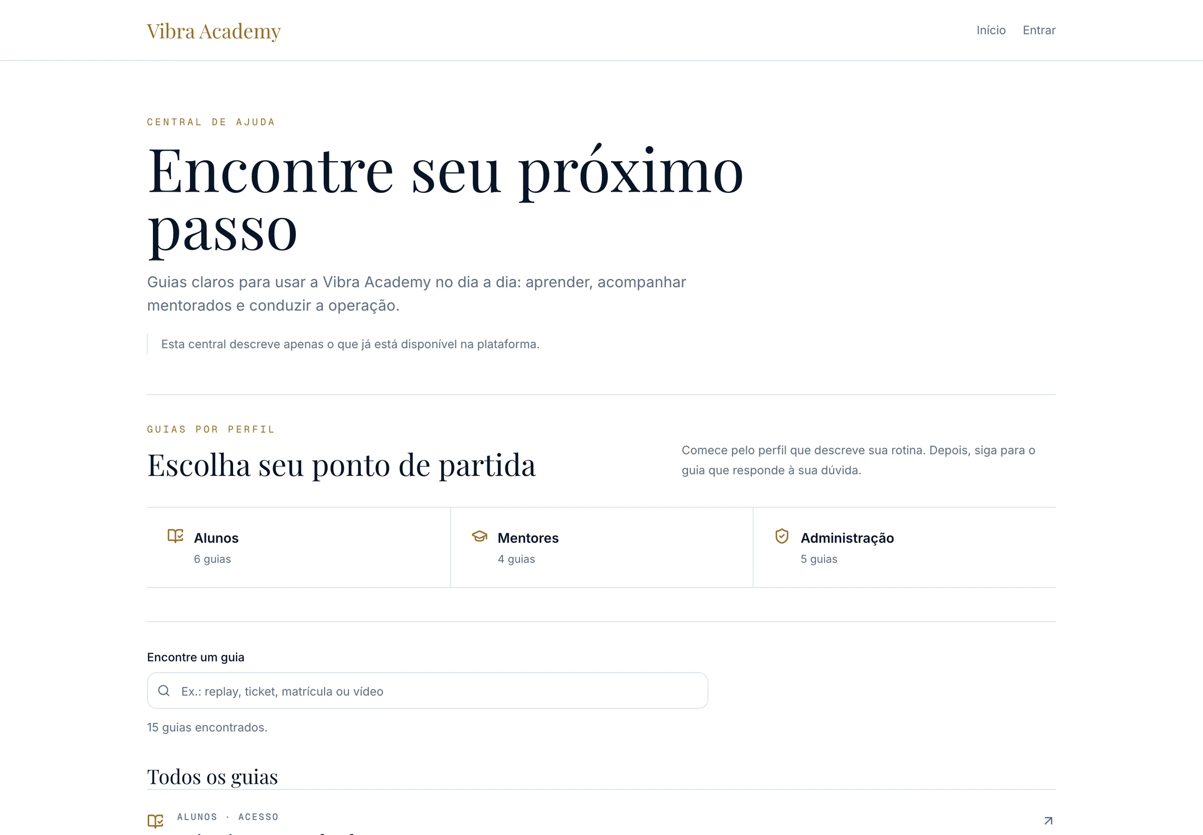 Help center with guides for students, mentors and admins