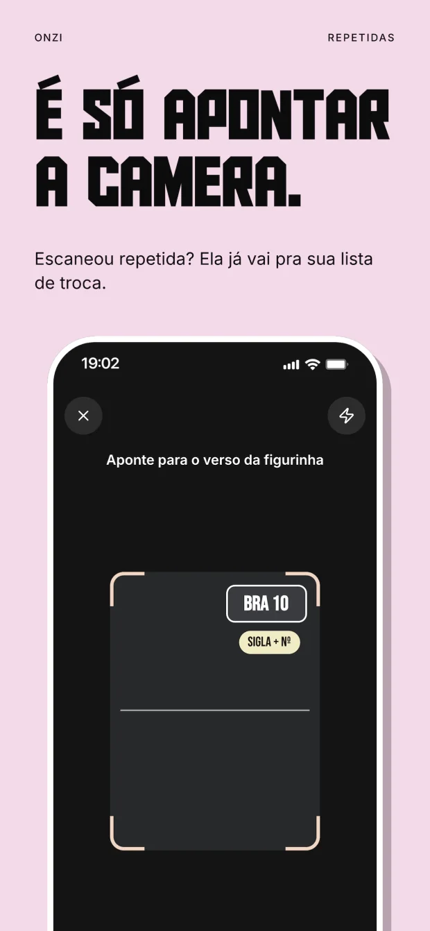 Slide 3 of the Português listing: é só apontar a camera.