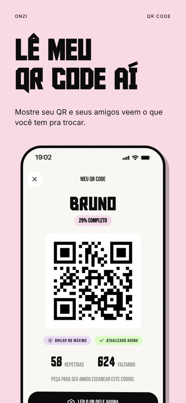 Slide 5 of the Português listing: lê meu qr code aí
