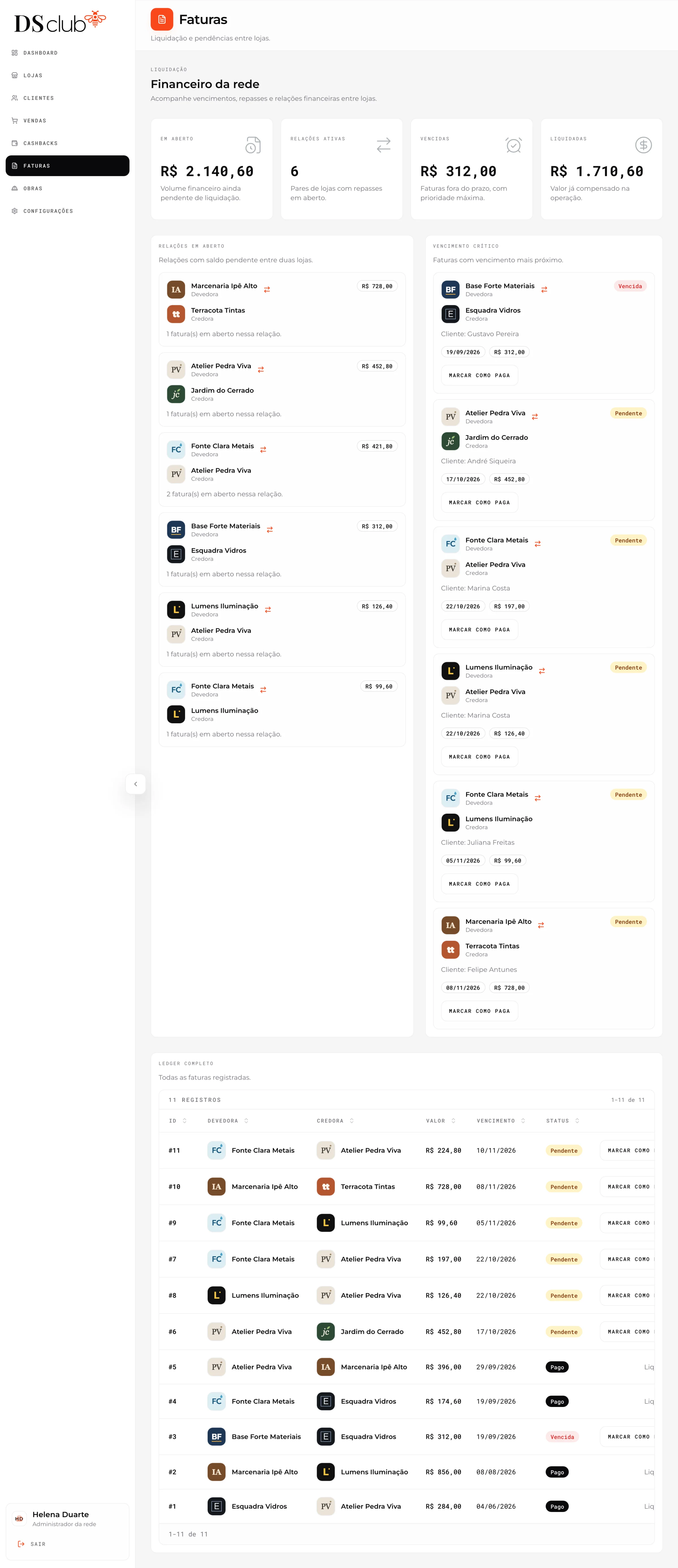 The firm’s invoices page, full length