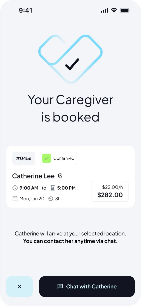 Booking confirmed with Catherine Lee
