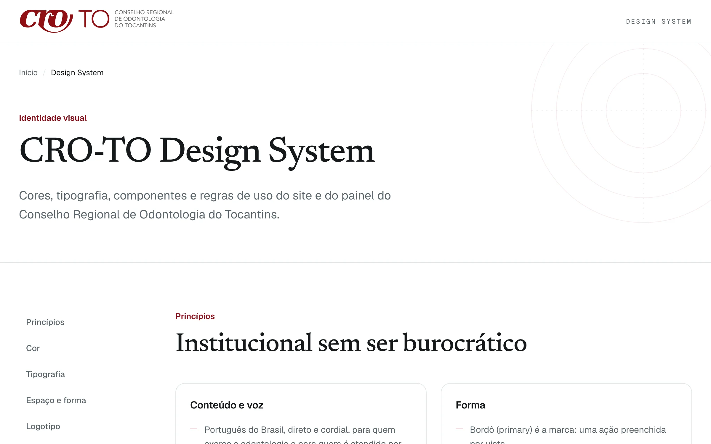 The design system page
