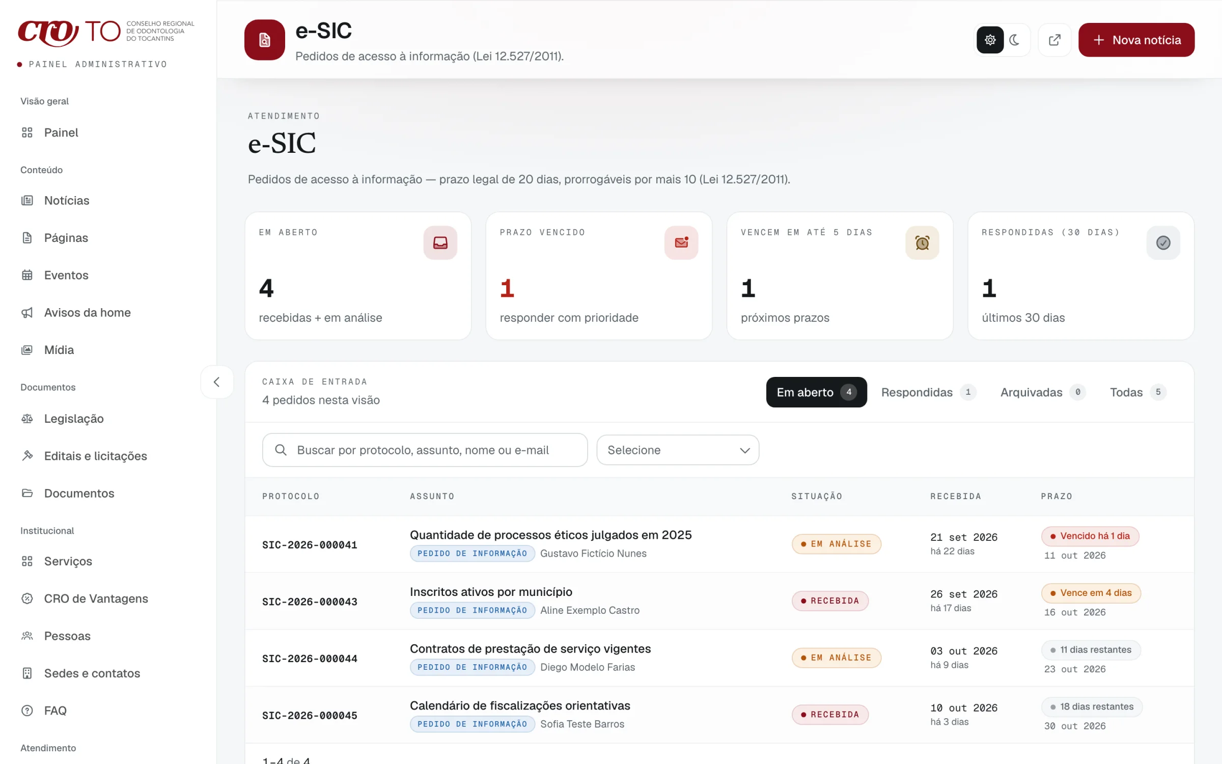 The e-SIC inbox for information requests