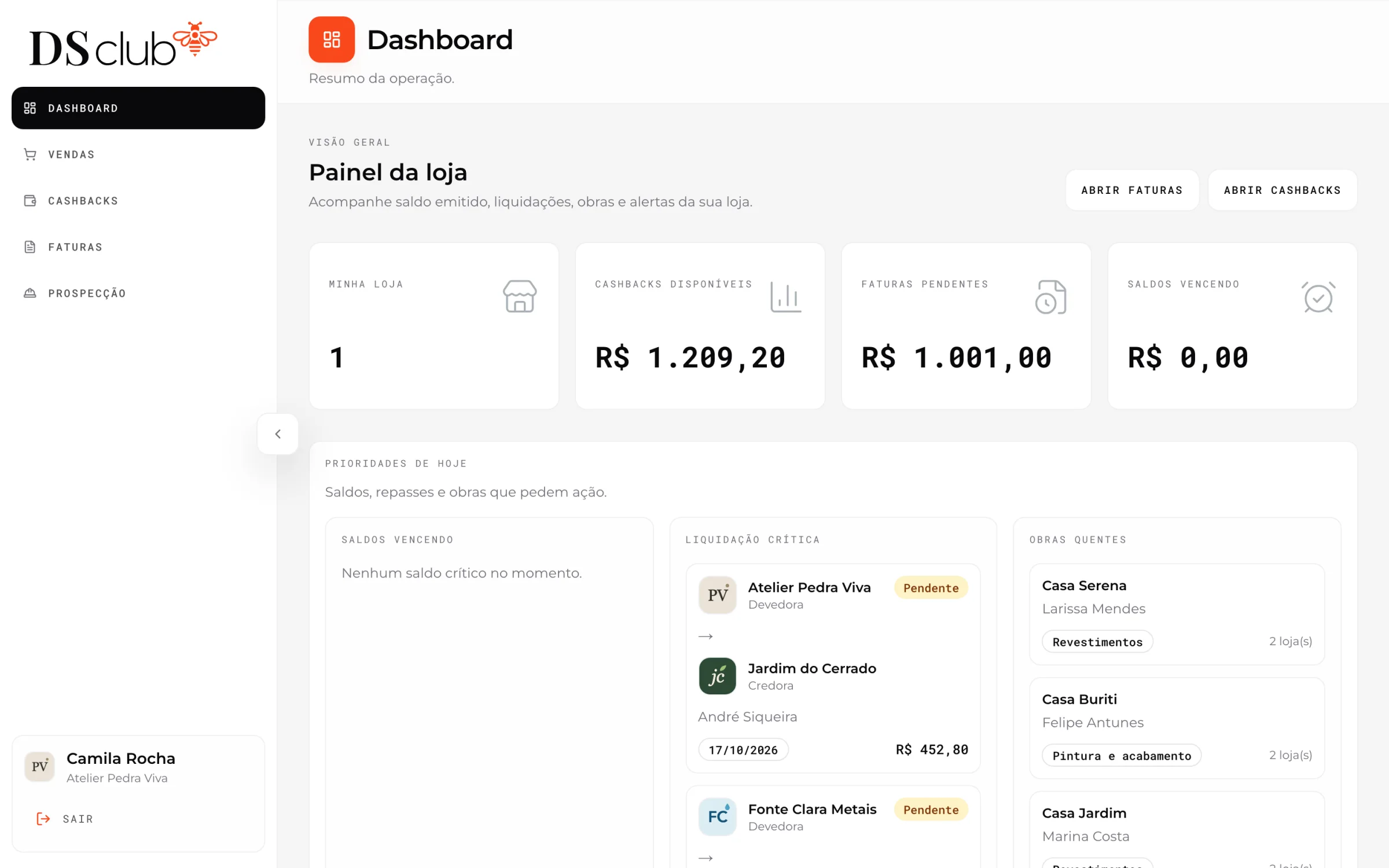 A store manager’s dashboard