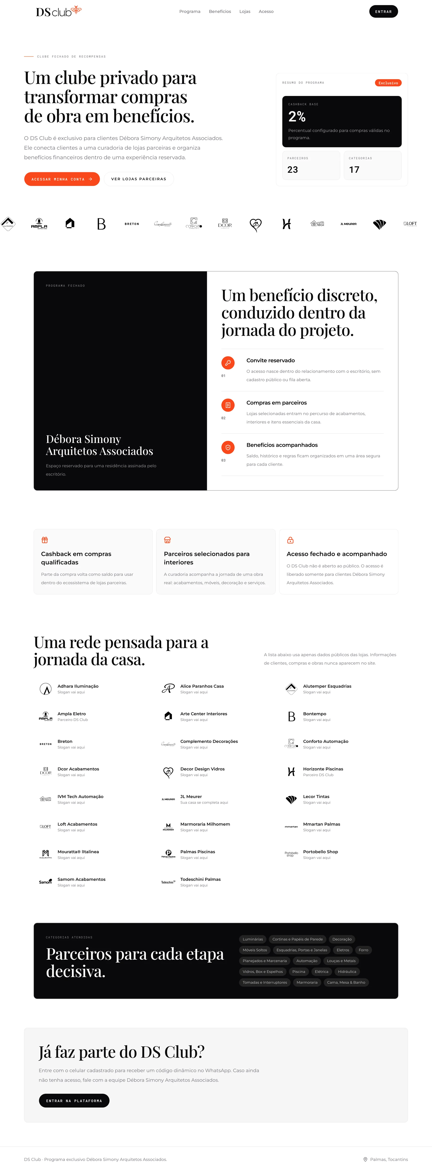 The public page at dsclub.app, top to bottom