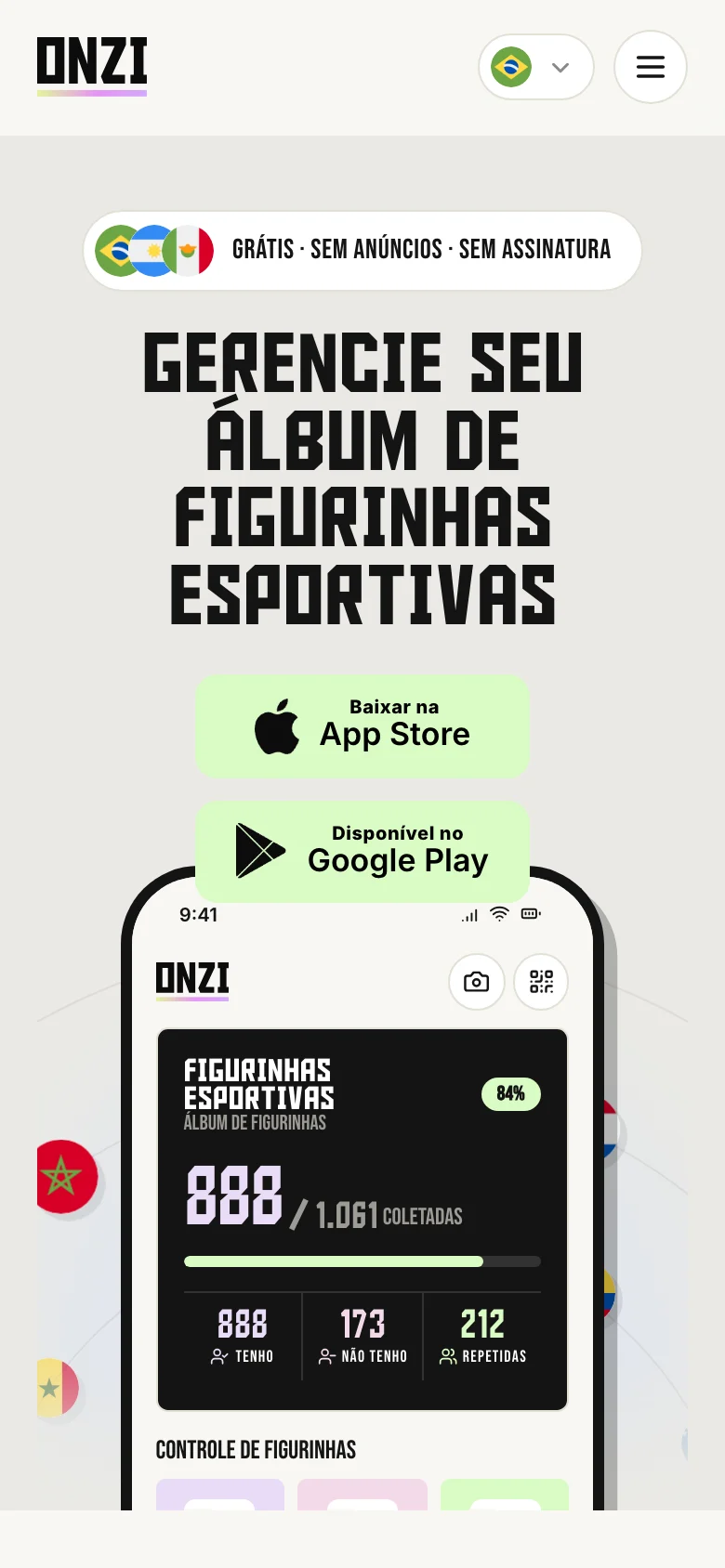 The Onzi website on a phone