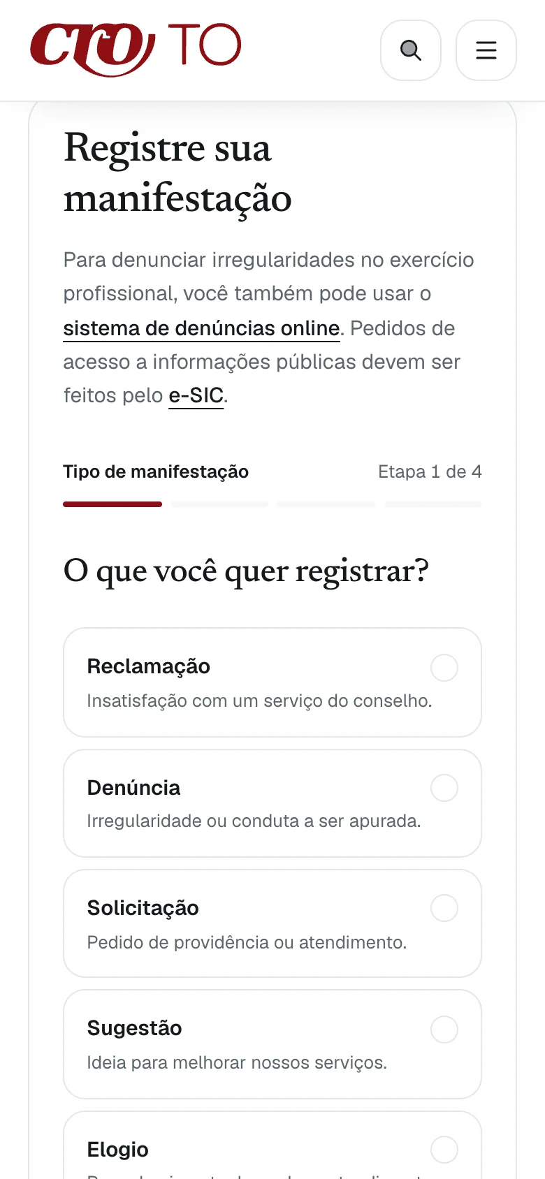 The ombudsman form on a phone