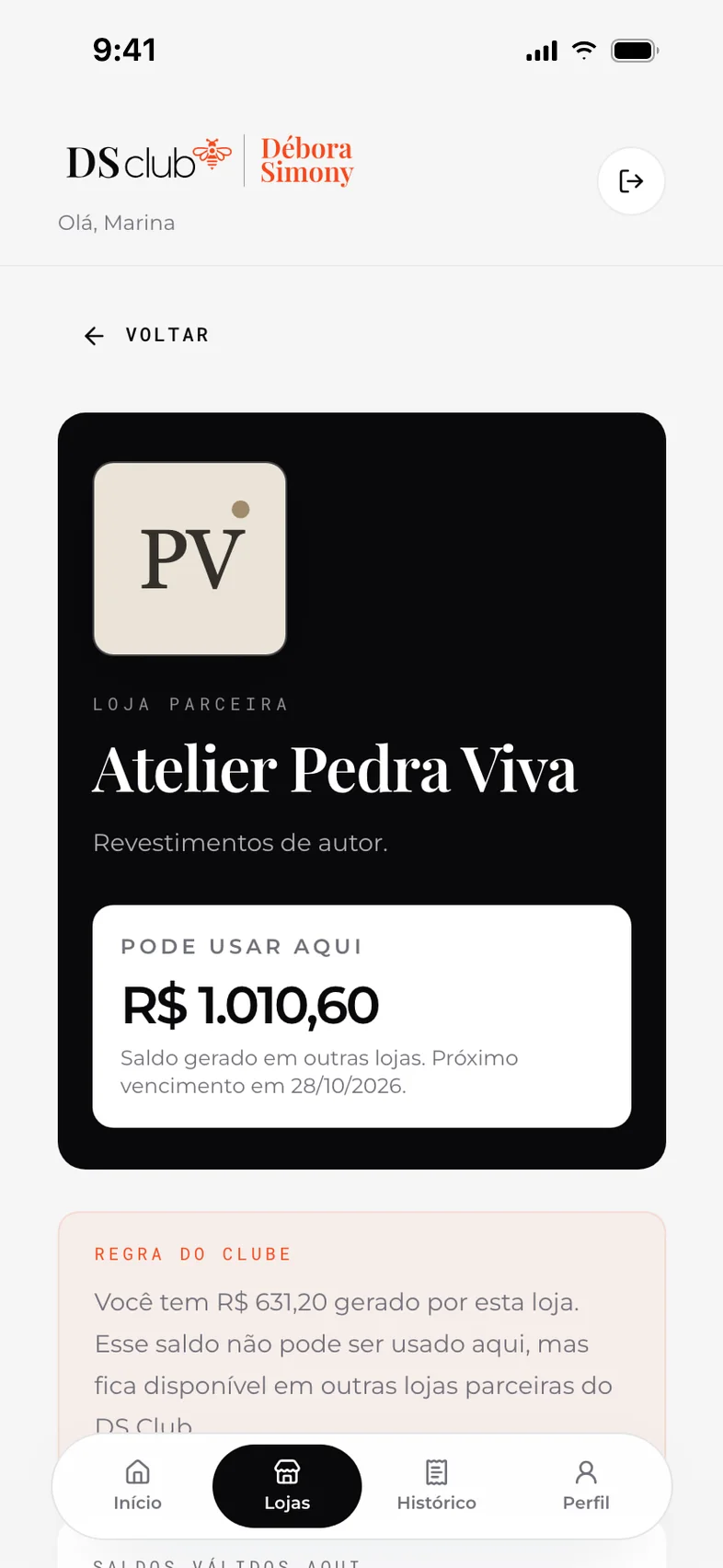 A partner store page on a phone