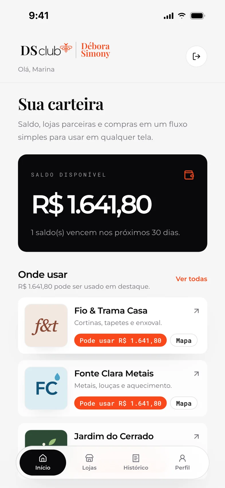 Client wallet on a phone