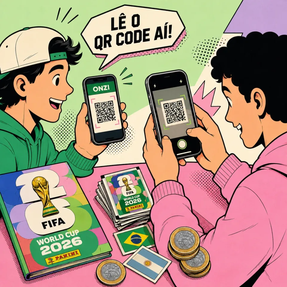 Illustration for “Trocas por QR Code para figurinhas esportivas”