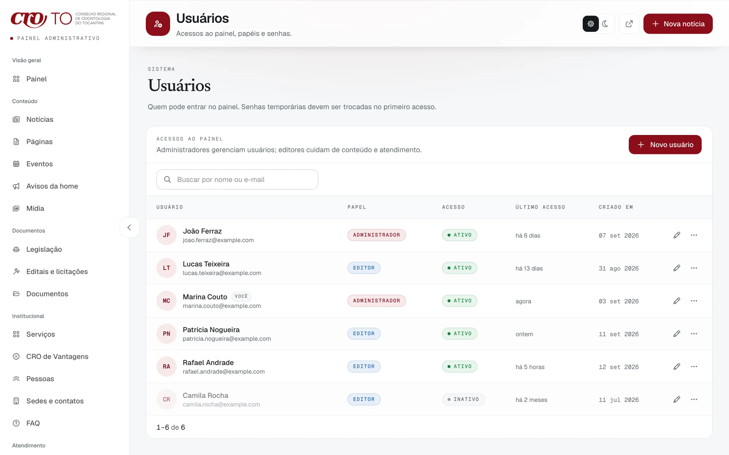 Users and roles