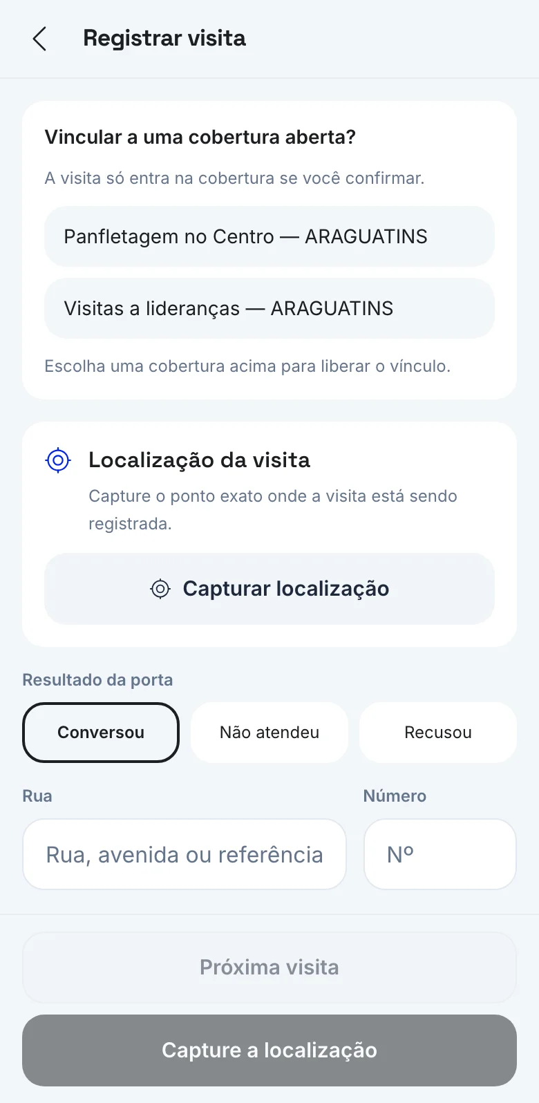 Registering a visit
